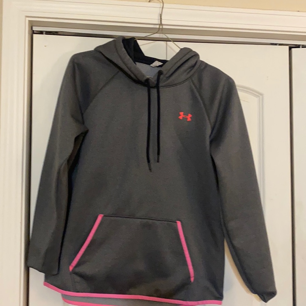 Women’s under arm hoodie gray trimmed in pink